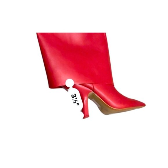 Gianni Bini Red Fold-Over Knee-High Heeled Boots Women 6M Leather NWOB - Picture 10 of 13